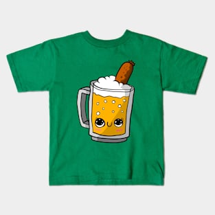 beer and sausage, Oktoberfest kawaii art. cute. Kids T-Shirt